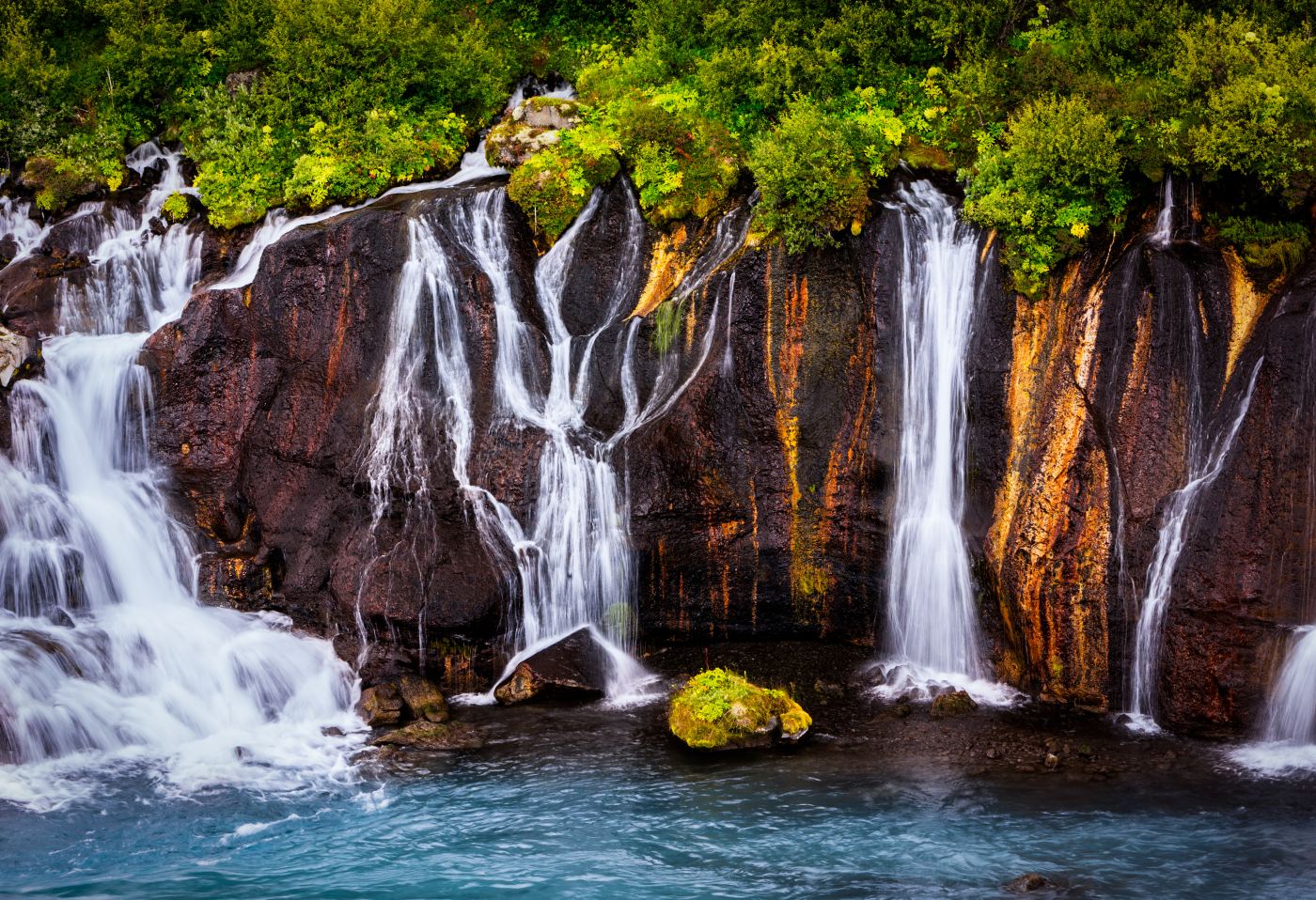 Hraunfossar shown in a living room